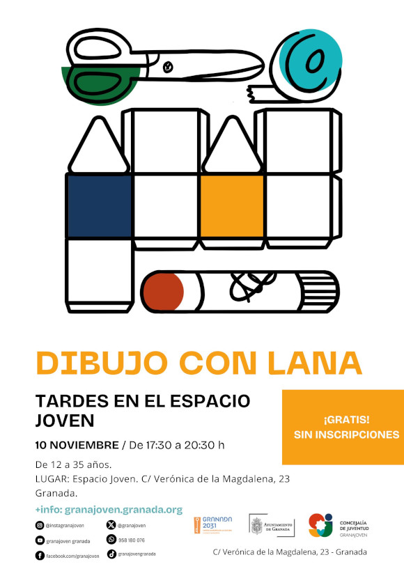 ©Ayto.Granada: Enredate: Tardes en el Espacio Joven -  TALLER DE DIBUJO CON LANA. 
